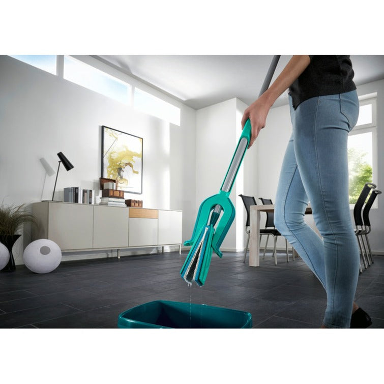 Leifheit picobello essuie-sol s micro duo avec manche - largeur d'essuyage 27 cm - turquoise - gris