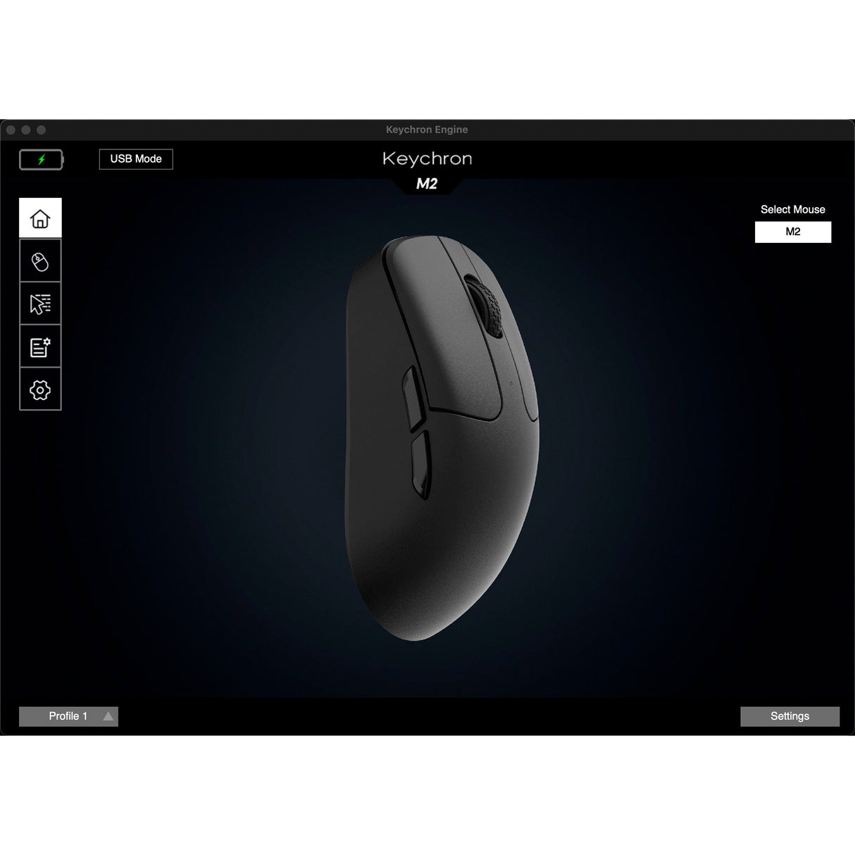 Souris de jeu sans fil Keychron m2 (noire)