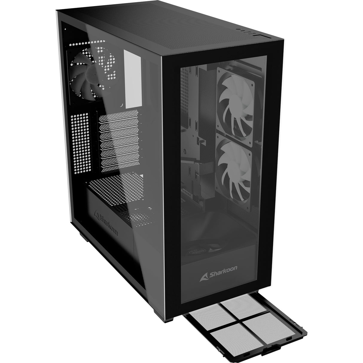 Boîtier tour midi Sharkoon rebel c60 rgb (noir | 2x usb-a | 1x usb-c | rgb | verre trempé)