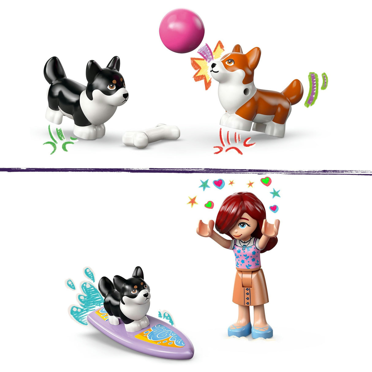 Lego Friends 42641 s'amuser en surf et en scooter avec les chiens