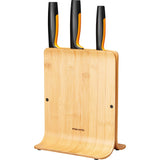 Fiskars Formal Form Block Bamboo Couteau avec 3 couteaux
