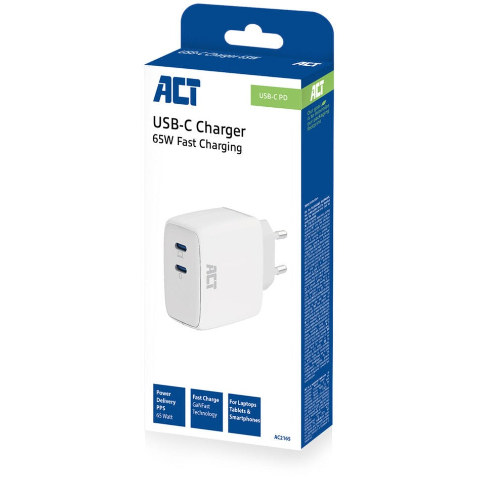 Act Connectivité USB-C Charger 65W 2 ports avec livraison PPP et G