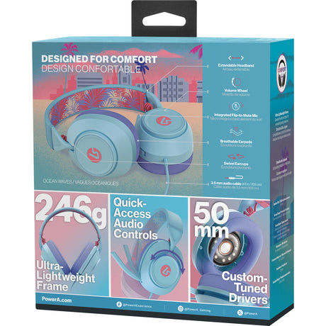 Powera Lucidsound LS10 Casque de jeu filaire – Casque de jeu supra-auriculaire Ocean Waves (bleu clair violet, Playstation 5, Playstation 4, Xbox Series