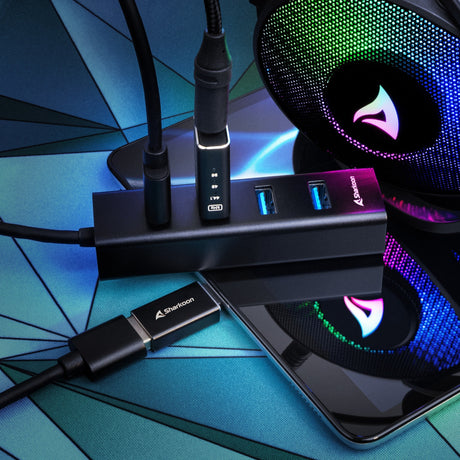 Hub USB Sharkoon 4 ports USB 3.2 gen 1 en aluminium (noir)
