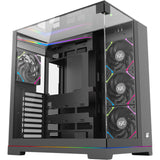 Boîtier tour midi Xyz PC Gear Tesseract A-RGB (noir | 2x USB-A | 1x USB-C | RVB | Verre trempé)
