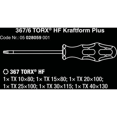 Wera 367 6 Torx HF Tournevis Set Kraftform Plus +