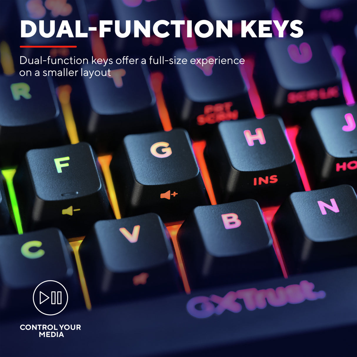 Trust GXT 867 Acira 60 % mini clavier de jeu mécanique (noir, disposition américaine (QWERTY), Outemu Red, 60 %, RVB)