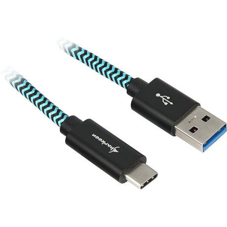 Câble Sharkoon USB 3.2, USB-A > USB-C (noir bleu clair, 0,5 mètre)