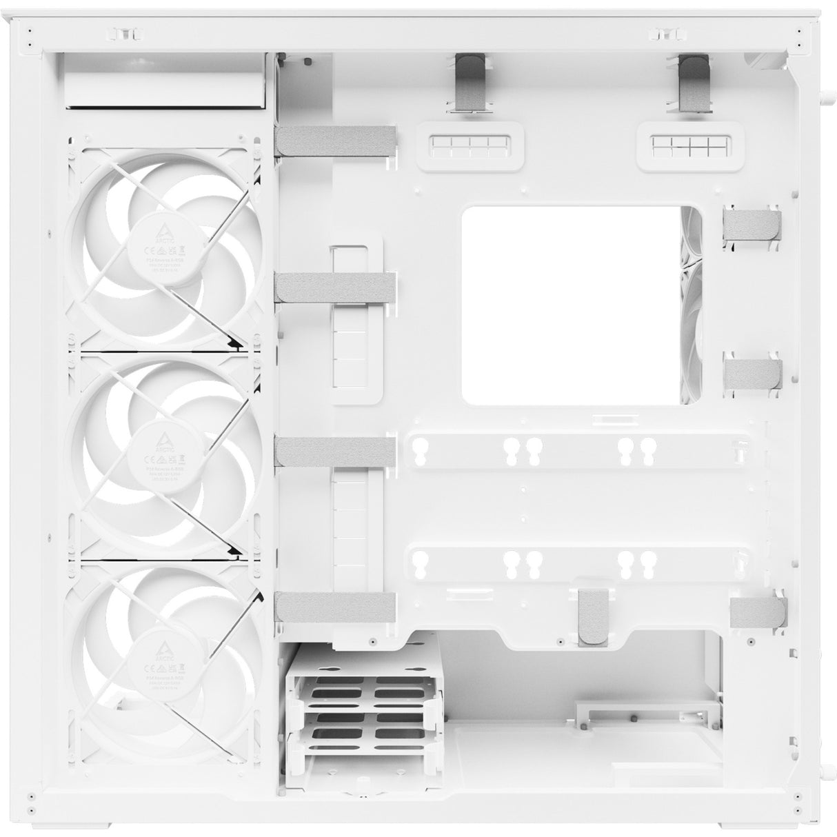 Boîtier tour midi Arctic xtender (blanc | 2x USB-A | 1x USB-C | RVB | verre trempé)