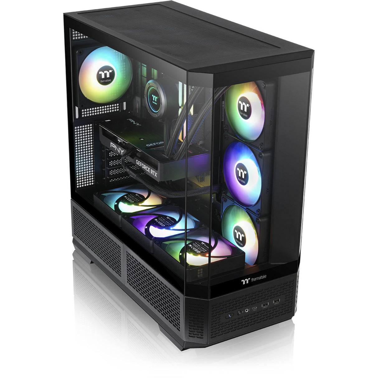 Thermaltake view 370 tg argb midi tower behuizing (zwart | 2x usb-a | 1x usb-c | rgb | tempered glass)