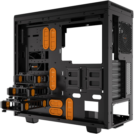 Soyez silencieux! boîtier tour midi à fenêtre pure base 600 (noir orange | 2x USB-A | verre trempé)