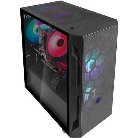 Silverstone sst-fah1mb-pro boîtier tour midi (noir | 3x USB-A | RVB | verre trempé)