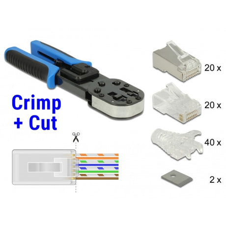Delock jeu de pinces à sertir rj45 sertissage + coupe (noir bleu)