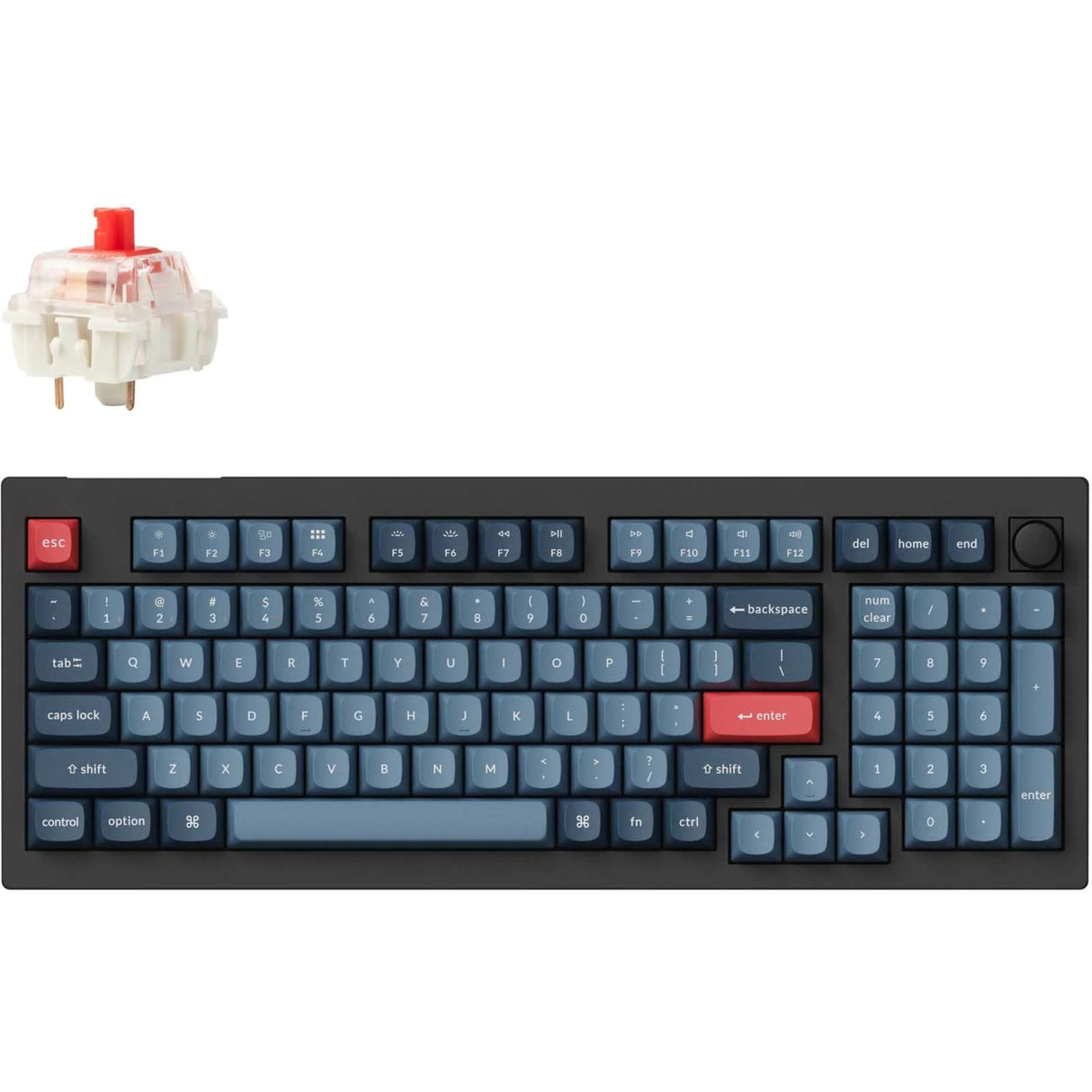 Clavier mécanique Keychron v5 max-d1 rgb (noir, disposition américaine (qwerty), rouge gateron jupiter, 96%, leds rgb, pbt double-shot, hot swap, 2.4 | bluetooth | usb-c, bouton)