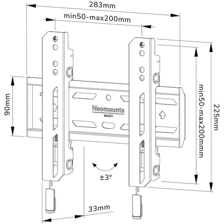 Neomounts select wl30s-850bl12 support mural plat (noir)