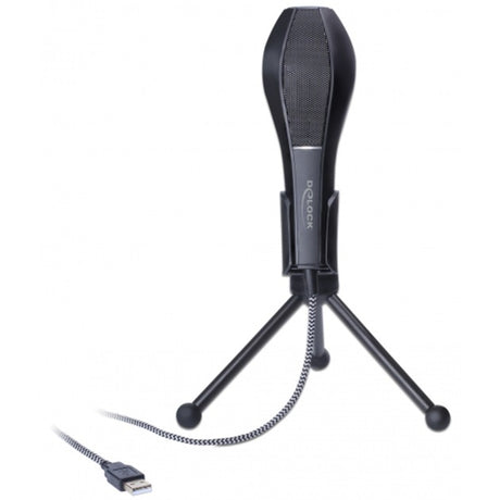 Delock Microphone à condensateur USB (noir, avec support de table)