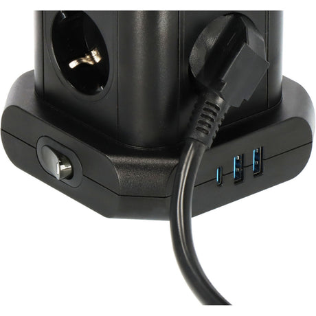 Tour multiprise Brennerstuhl avec 8 multiprises disposées à 45° (noir, 2x USB-A, 1x USB-C Power Delivery)