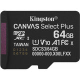 Kingston canvas select plus 64 gb microsdxc geheugenkaart (zwart, uhs-i u1, class 10, v10)