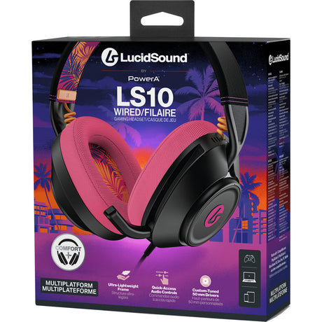 Powera Lucidsound LS10 Casque de jeu filaire – Casque de jeu supra-auriculaire de marque minuit (noir rose, Playstation 5, Playstation 4, Xbox Series X|s, Xbox One, PC, mobile)