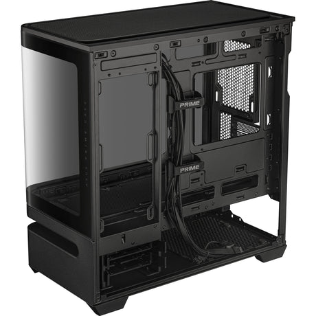 Asus prime ap202 midi tower behuizing (zwart | 2x usb-a | 1x usb-c | rgb | tempered glass)