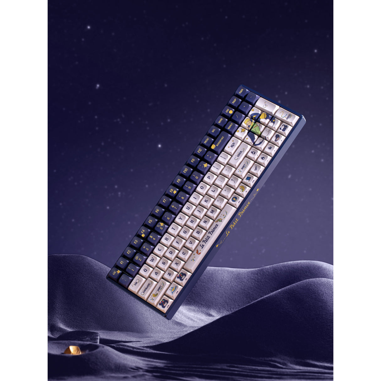 Clavier de jeu mécanique Iqunix F97 Starry Tryst RGB (bleu foncé, disposition américaine (QWERTY), rose silencieuse Iqunix, 96 %, LED RVB, remplaçables à chaud, PBT, 2,4 GHz | Bluetooth 5.1 | USB-C)