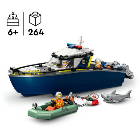 Poursuite en ville Lego ® avec un bateau de police, flotte vraiment - 60456