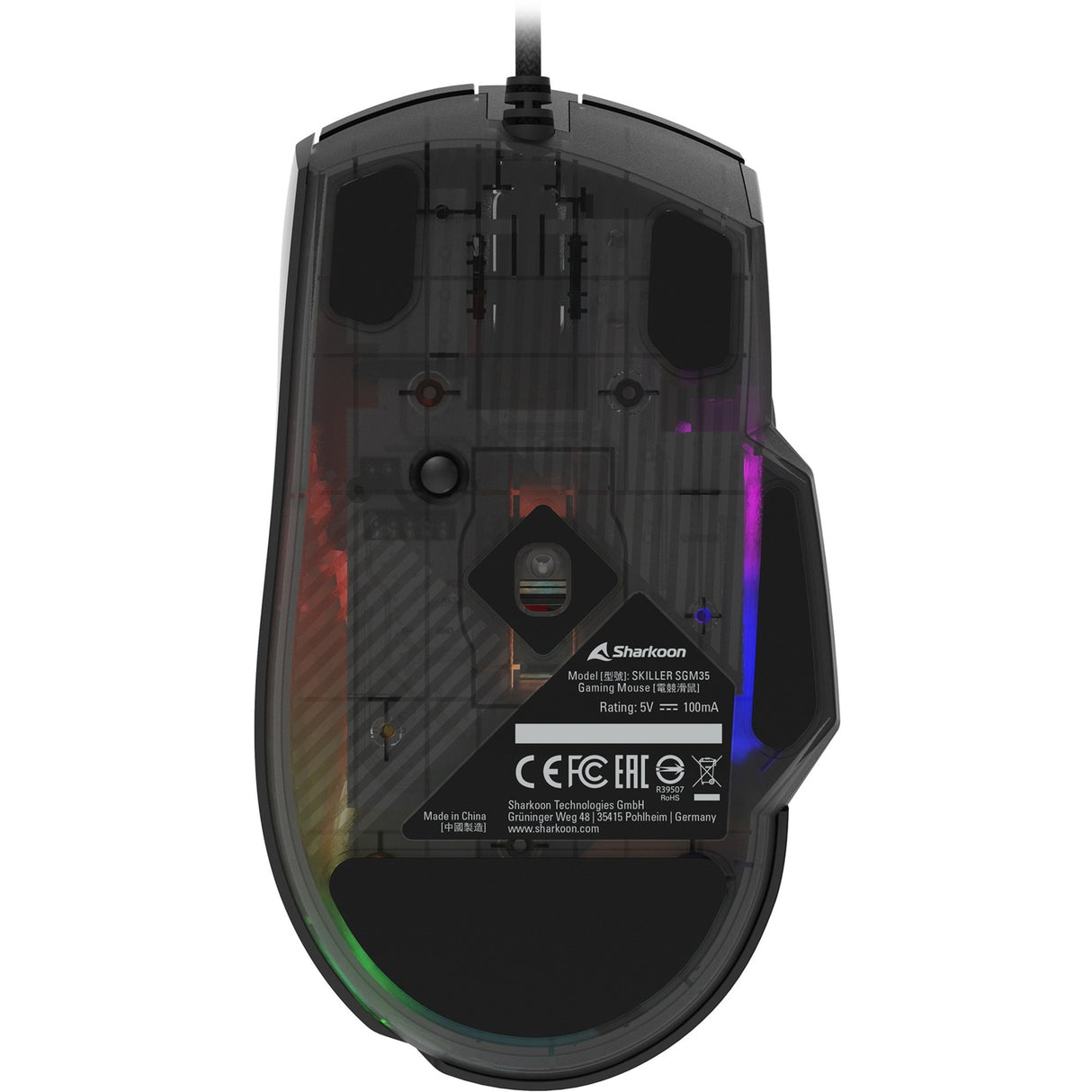 Souris de jeu Sharkoon Skiller sgm35 (noir, 400 - 6400 dpi, LED RVB)
