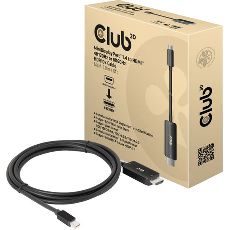 Câble Club 3D mini displayport 1.4 vers HDMI (noir, 1,8 mètres)