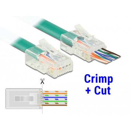 Delock fiche rj45 à sertir+coupée cat.5e fiche utp (transparent, 20 pièces)