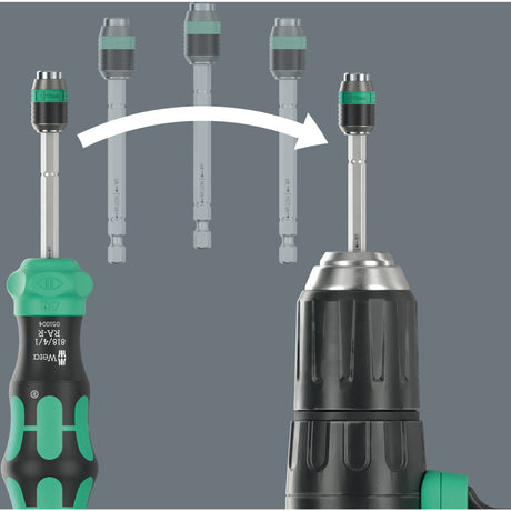 Wera kraftform kompakt 25 ra-r avec étui, jeu d'embouts 6 pièces (noir vert)
