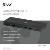 Station d'accueil à quatre écrans USB-C Club 3D 14-1 (noir)