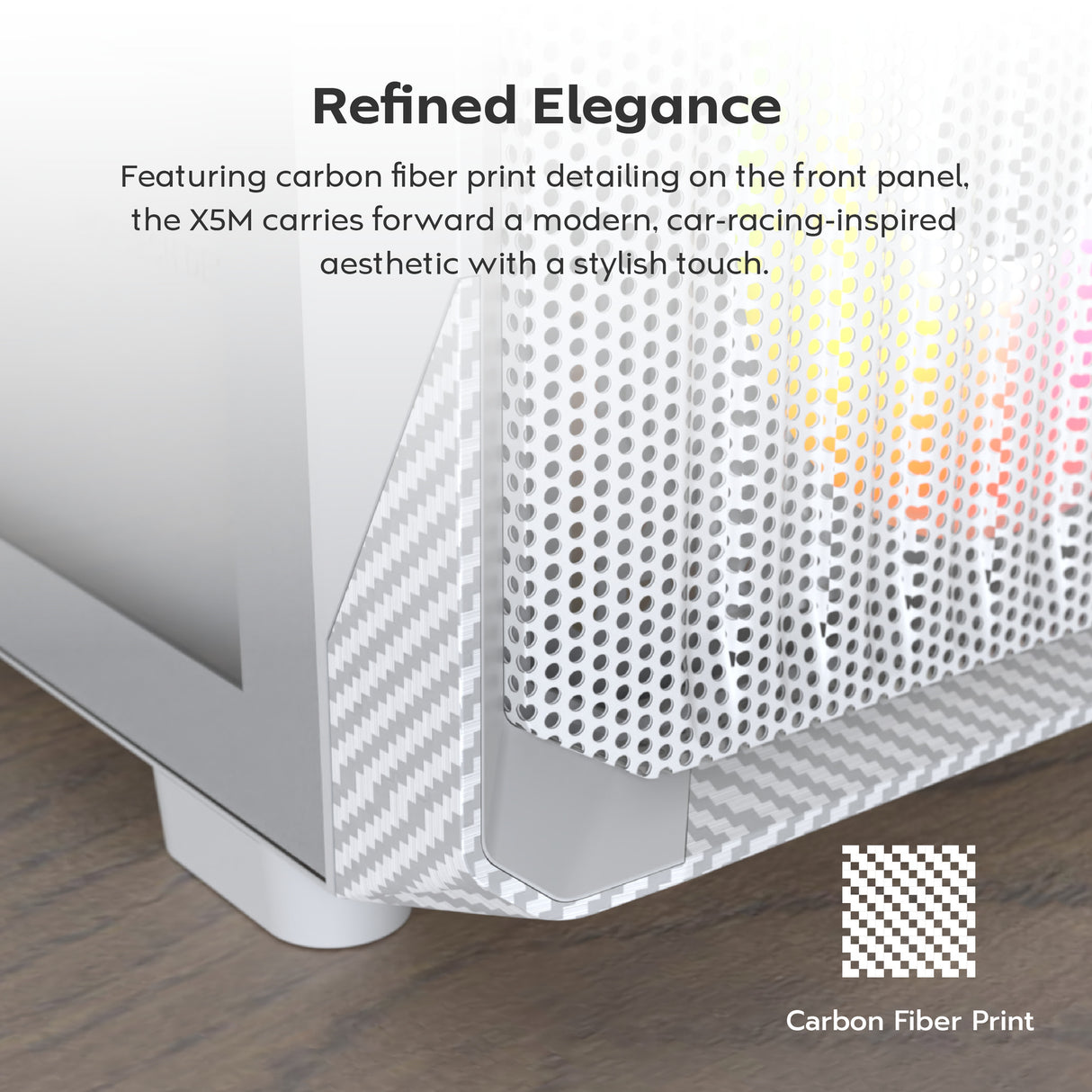 Boîtier tour midi Montech x5m (blanc | 2x USB-A | 1x USB-C | RGB | verre trempé)