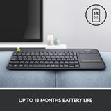 Clavier Logitech k400 plus (anthracite, disposition UE (QWERTY))