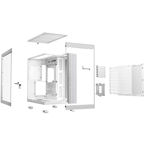 Soyez silencieux! boîtier tour midi light base 600 dx (blanc | 2x USB-A | 1x USB-C | RGB | verre trempé)