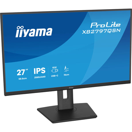 Moniteur Iiyama prolite xb2797qsn-b1 27 (noir, 75 Hz, HDMI, port d'affichage, USB-C, LAN, audio)