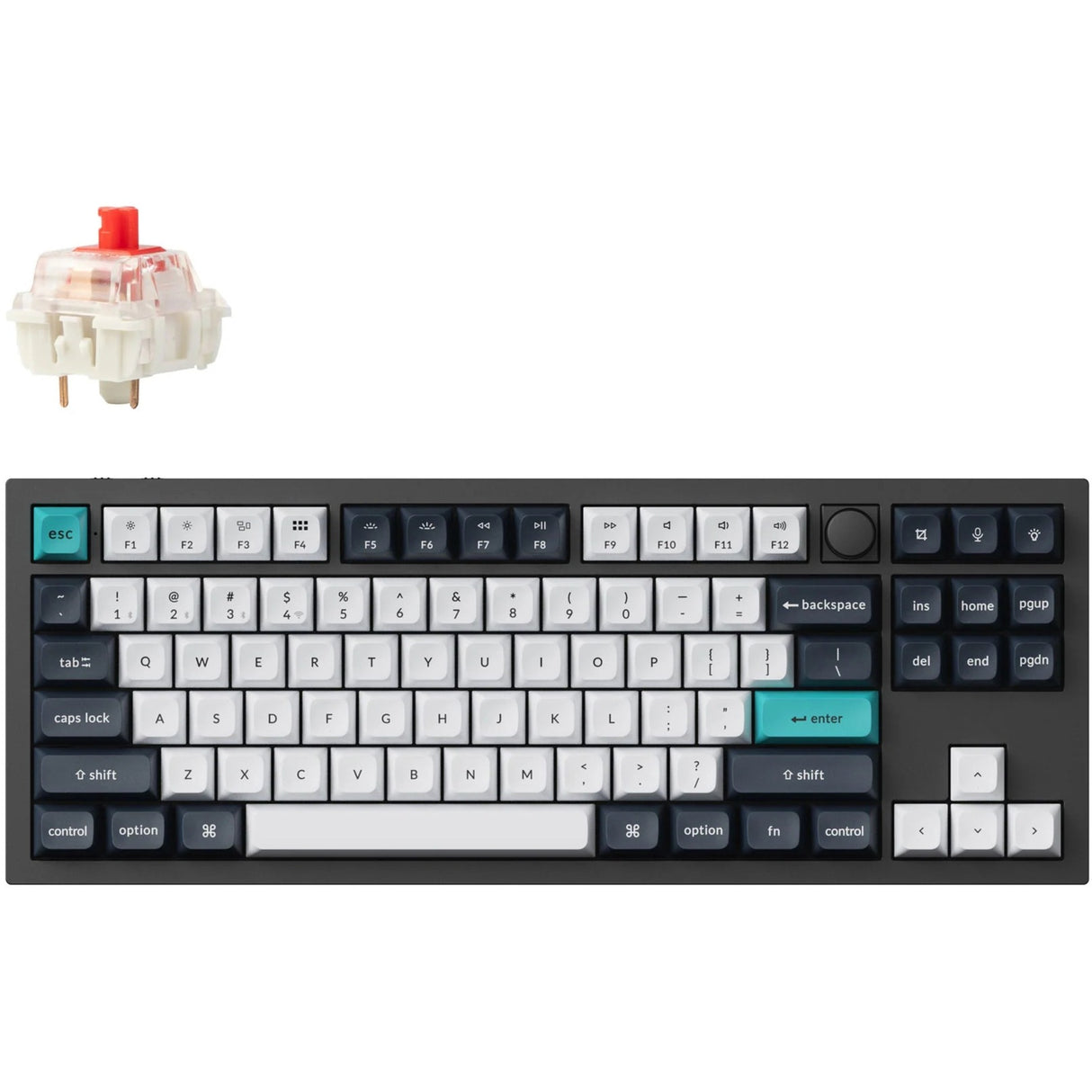 Clavier mécanique Keychron Q3 Max-M1 RGB (noir, disposition américaine (QWERTY), Gateron Jupiter Red, 80 % (TKL), LED RVB, PBT double-shot KSA, échange à chaud, bouton, 2,4 GHz | Bluetooth 5.1 | USB-C)