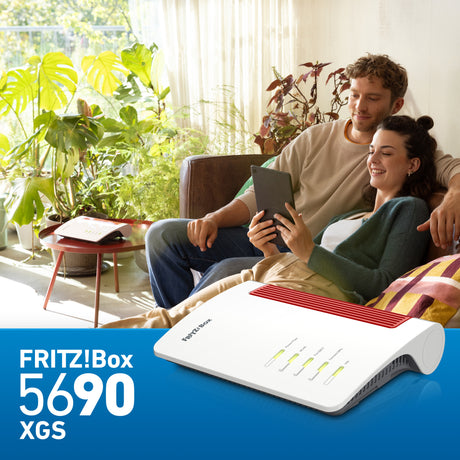 Fritz! Box 5690 xgs edition routeur fibre optique international (blanc rouge, wi-fi maillé, 10 gbit s)