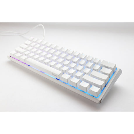 Clavier mécanique mini RVB blanc pur Ducky One 3 classique (blanc, disposition américaine (qwerty), rouge cerise mx, 60 %, LED RVB, pbt double prise, remplaçable à chaud, mécanique charlatan)