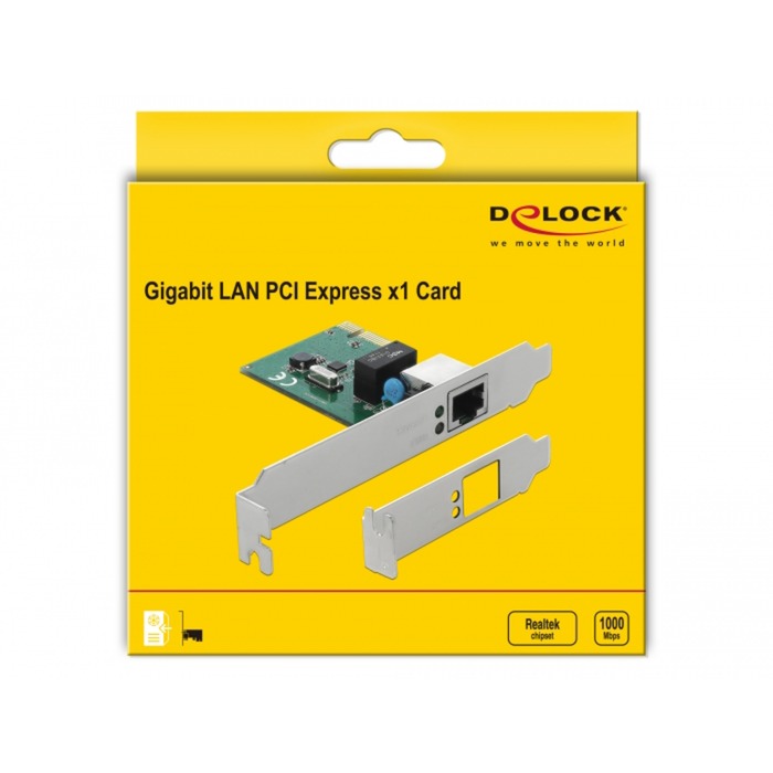 Delock Carte PCIe 1x adaptateur réseau Gigabit LAN