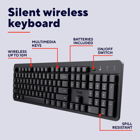 Trust Trust ody II Clavier sans fil silencieux