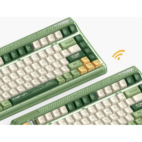 Clavier mécanique sans fil de camping Iqunix og80 (vert, disposition américaine (qwerty), rouge cerise mx, 80 % (tkl), LED RVB, échangeable à chaud, pbt, 2,4 GHz | Bluetooth 5.1 | USB-C)