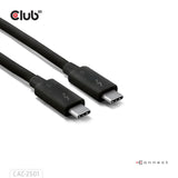 Câble certifié Club 3d Thunderbolt 5 8k240hz (noir, données 80 120 gbps, epr 240 watts, 1 mètre)