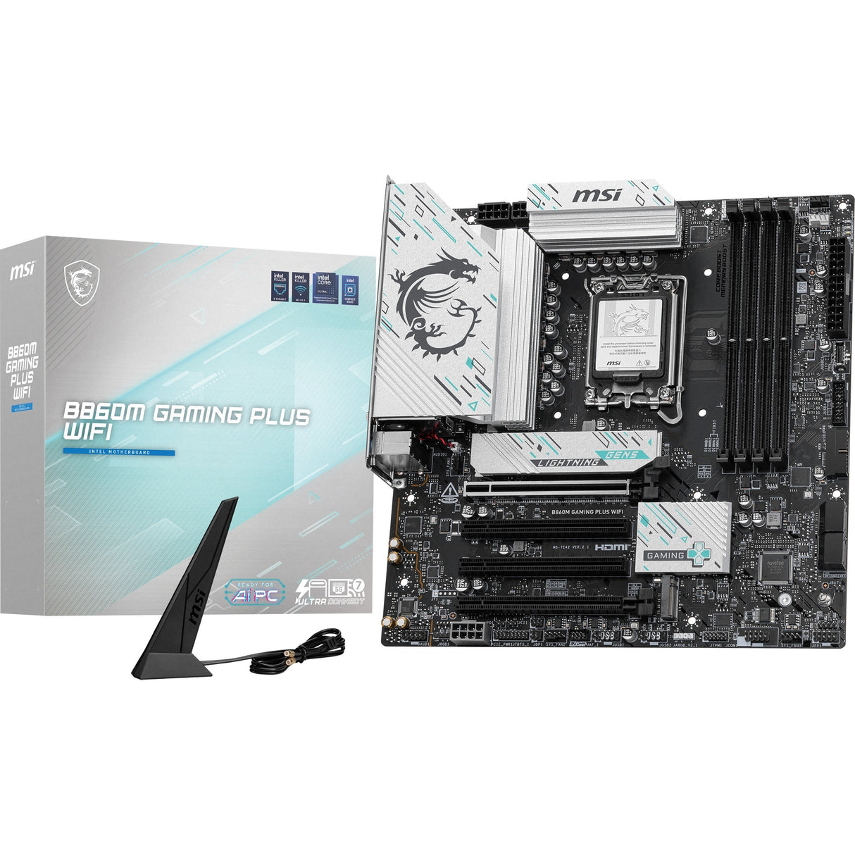 Carte mère MSI B860M Gaming Plus WiFi Socket 1851 (RAID, 5 Go-LAN, WiFi 7, BT, Son, µATX)