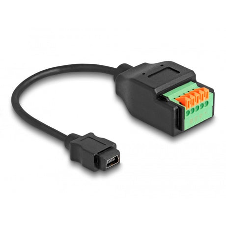 Delock Adaptateur USB 2.0, USB 2.0 type mini-B femelle > bornier 5 broches (noir, 15 cm)