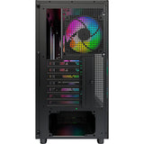 Boîtier tour midi en bois Montech xr (noir | 1x USB-A | 1x USB-C | RVB | fenêtre)
