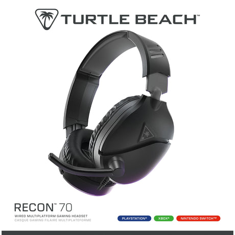Turtle beach ear force recon 70p noir (2024) casque de jeu supra-auriculaire (noir, ps4, ps5, xbox series x|s, xbox one, switch, pc, mobile)