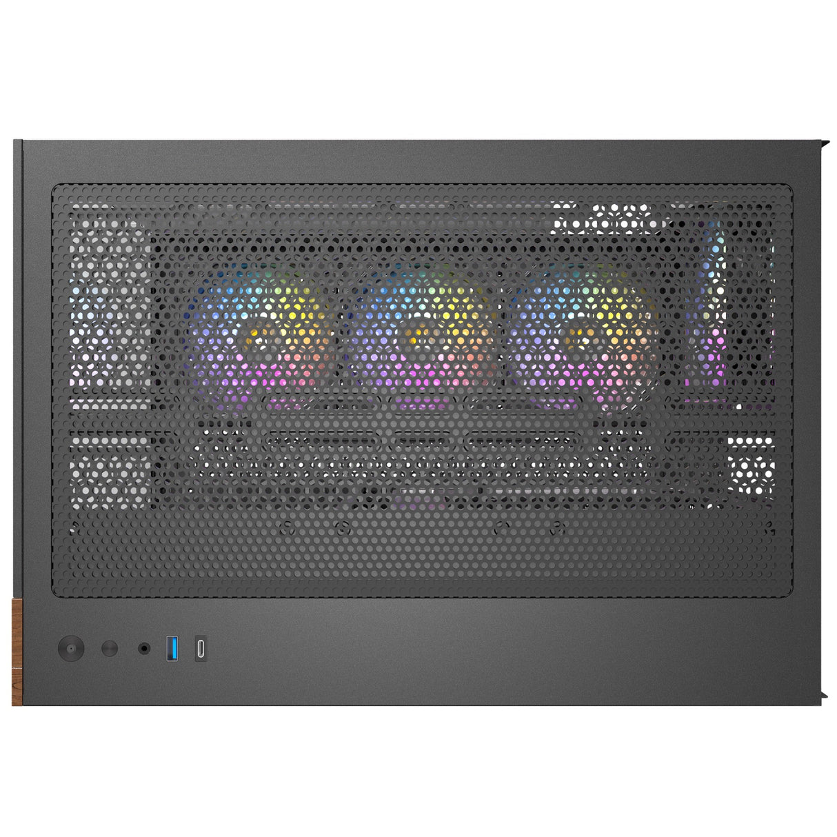 Boîtier tour midi argb en bois Antec cx800 (couleur bois noir | 1x USB-A | 1x USB-C | verre trempé)