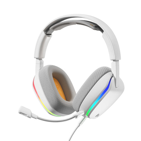 Glorious GHS Eternal RGB - Casque de jeu stéréo RVB Casque de jeu supra-auriculaire (Blanc, PC, PS5, PS4, Switch, USB-C)