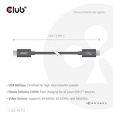 Club 3d USB-C 80 Gbit/s certifié 240 W 8 K 240 Hz.