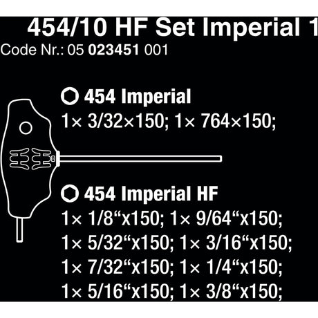 WAA 454 10 HF Set Imperial 1 Sift Keys Set T-gree Bar H